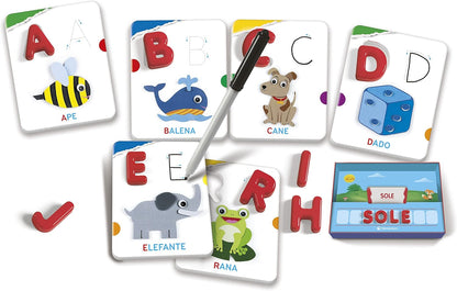 Clementoni - Sapientino Alphabet and Words, Educational Game 3 Years for Learning Letters, Language Development, Materials, 100% Recycled for Future Made in Italy, Multi-Colour, 16366