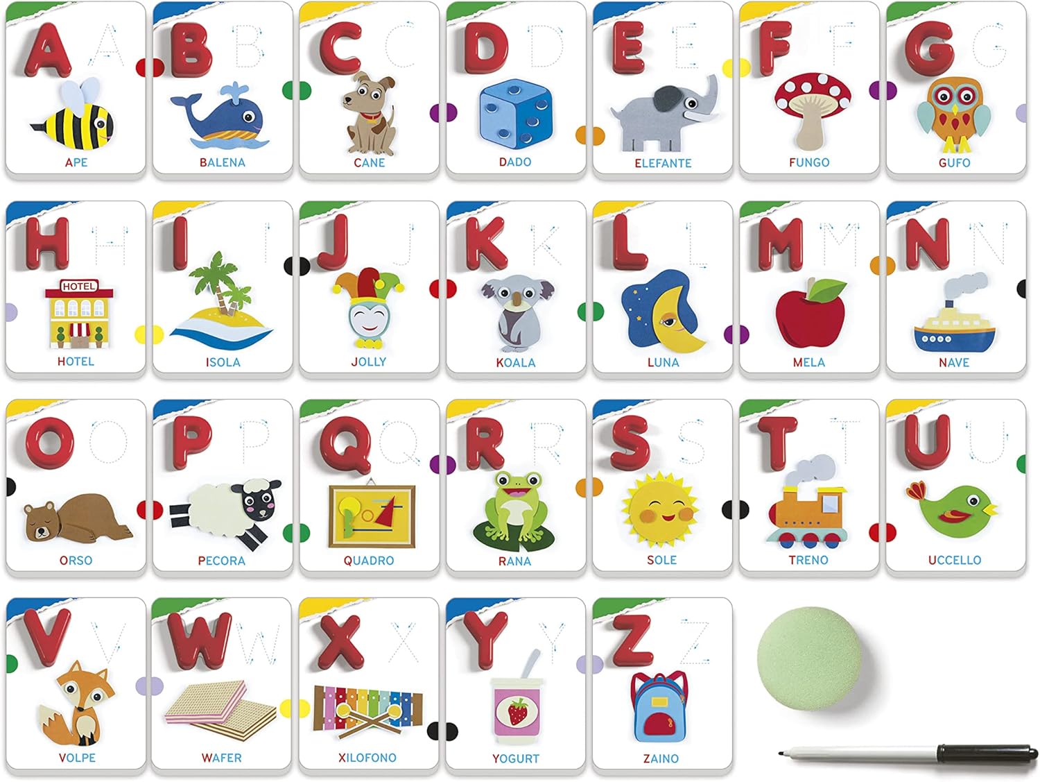 Clementoni - Sapientino Alphabet and Words, Educational Game 3 Years for Learning Letters, Language Development, Materials, 100% Recycled for Future Made in Italy, Multi-Colour, 16366