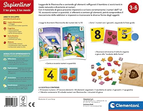 Clementoni- Sapientino – Juego Educativo de 4 años para Aprender los números, Desarrollo del lenguaje – Materiales 100% reciclados – Play For Future – Made in Italy, Multicolor (16368