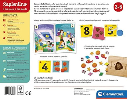 Clementoni- Sapientino – Juego Educativo de 4 años para Aprender los números, Desarrollo del lenguaje – Materiales 100% reciclados – Play For Future – Made in Italy, Multicolor (16368
