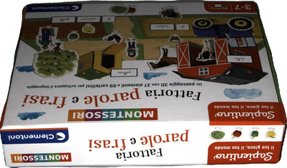 Clementoni 16369 Sapientino Farm Words and Phrases-Montessori 3 Years, Animal Educational Game, Language Development-Made in Italy, Multi-Coloured