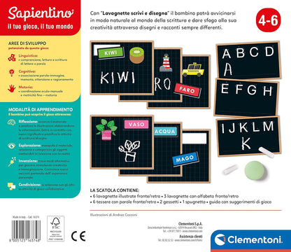Clementoni Sapientino 16374 Writing and Drawing Chalkboard, Educational Game 4 Years for Learning to Write-Play for Future-Made in Italy, Multicoloured, 16374