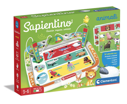 Clementoni - 16384 - Sapientino Animali E Natura - Banquet with Activity Cards and Interactive Pens, Educational Game 3 Years, Electronic (Italian Version) - Made in Italy