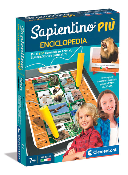 Clementoni Enciclopedia-Gioco elettronico, Quiz su Animali, Corpo Umano, Dinosauri e Storia-sapientino Penna interattiva, educativo 7 Anni, Made in Italy, Multicolore, Medio, 16728
