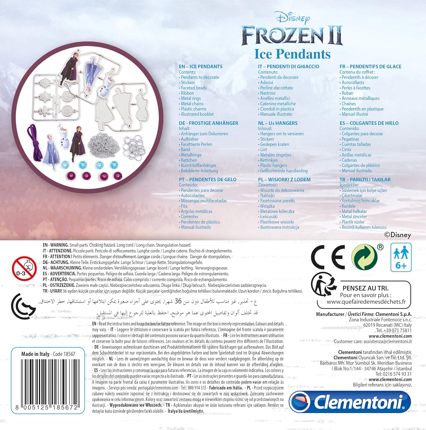 Clementoni 18567 -Disney Frozen 2-Bracelets-Made in Italy Craft for Kids from 6 Years and Older-Jewellery Girl, English, Multi-Colour