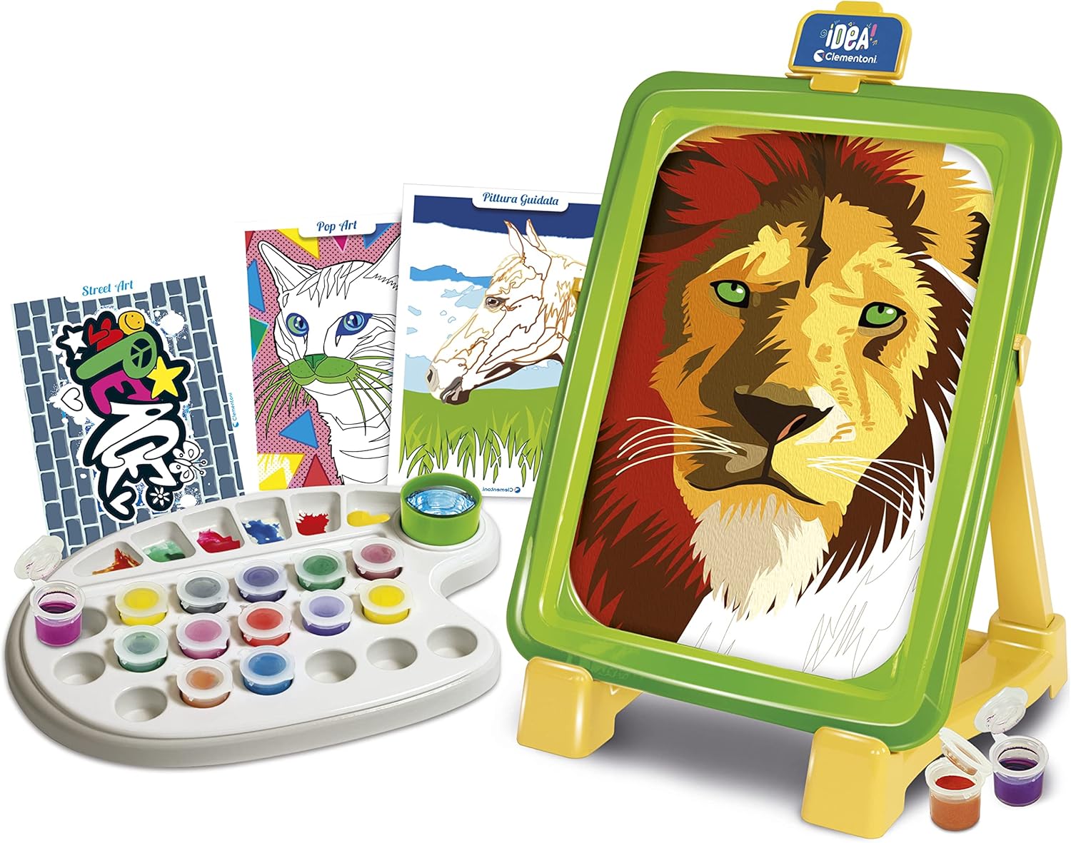 Clementoni- Idea-Atelier Set Dipingere con I Numeri-Lavagna con Cavalletto Pittura, Kit Arte Bambini 7 Anni-Made in Italy, Multicolore, 18677