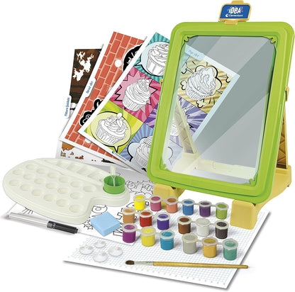 Clementoni- Idea-Atelier Set Dipingere con I Numeri-Lavagna con Cavalletto Pittura, Kit Arte Bambini 7 Anni-Made in Italy, Multicolore, 18677