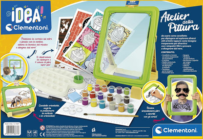 Clementoni- Idea-Atelier Set Dipingere con I Numeri-Lavagna con Cavalletto Pittura, Kit Arte Bambini 7 Anni-Made in Italy, Multicolore, 18677