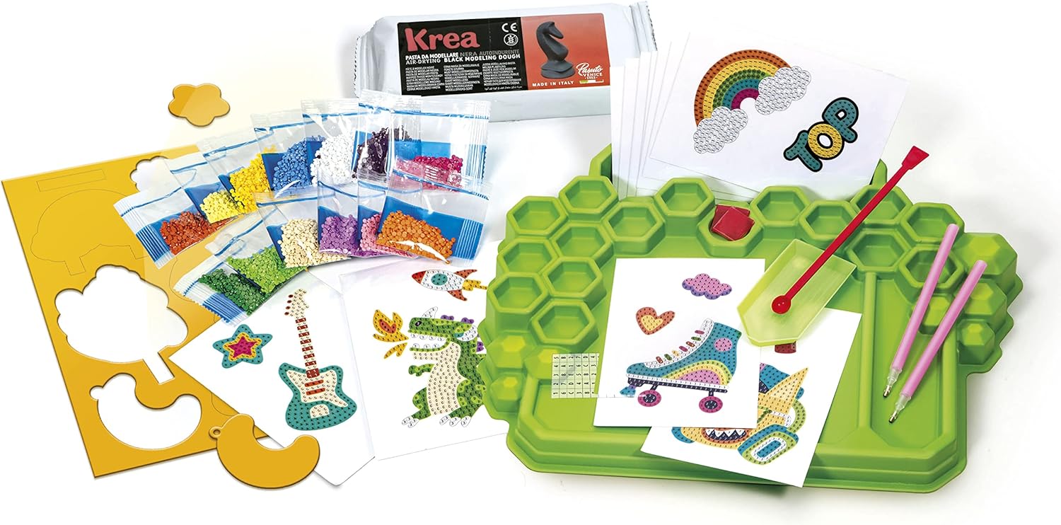 Clementoni- Idea-Creazioni Brillanti Painting, Diamond Art, Kit Arte, Laboratorio Gemme, Gioco Creativo Bambini 7 Anni-Made in Italy, Multicolore, 18678