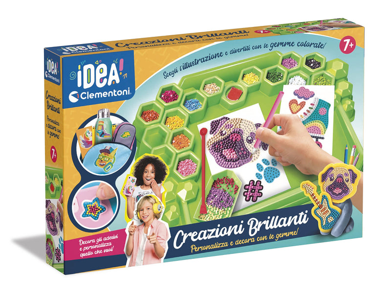 Clementoni- Idea-Creazioni Brillanti Painting, Diamond Art, Kit Arte, Laboratorio Gemme, Gioco Creativo Bambini 7 Anni-Made in Italy, Multicolore, 18678