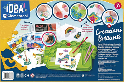 Clementoni- Idea-Creazioni Brillanti Painting, Diamond Art, Kit Arte, Laboratorio Gemme, Gioco Creativo Bambini 7 Anni-Made in Italy, Multicolore, 18678
