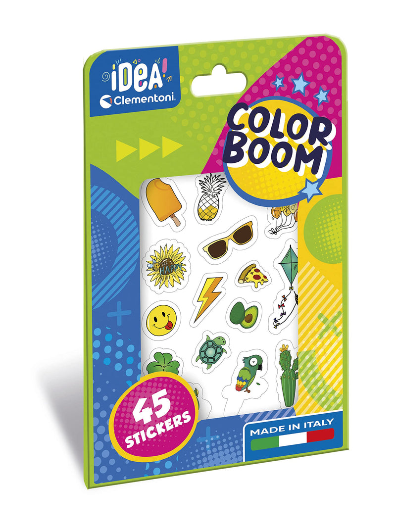 Clementoni 18698 Idea Boom Colorful Stickers, Creative Game for Children 6 Years, Made in Italy, Multi-Coloured, Medio