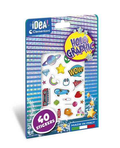 Clementoni 18700 Idea-Olographic Holographic Kids, Stickers-Creative Game for Children 6 Years, Made in Italy, Multi-Coloured, Medio