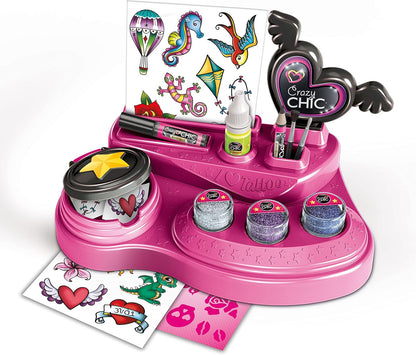 Clementoni 18733 Chic-Crazy Art and Craft, Gift for Girls 6 Year, Kit for Kids, Temporary Tattoos, Creative Toys, multi-color
