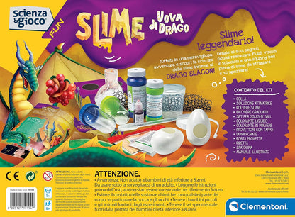 Clementoni Uova di Drago Dragón Juego científico de 8 años, Laboratorio Experimentos, Squishy, fábrica, Kit para Slime, versión en Italiano, Multicolor, 3 (19194