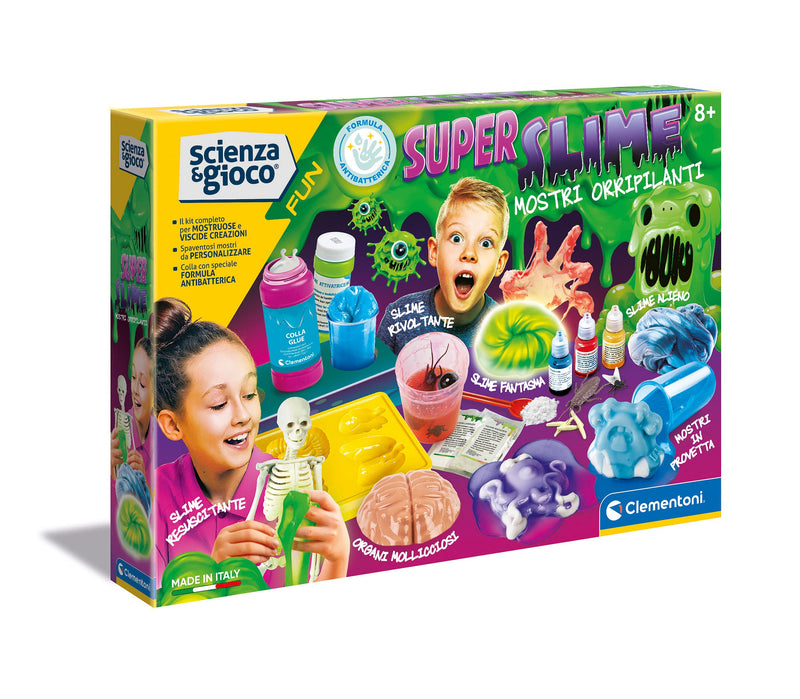 Clementoni - Fun-Super Science, Horrific Monsters-Laboratory, Slime Factory, Scientific Game Children 8 Years, Manual in Italian, Made in Italy, Multicolor, 19253