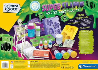 Clementoni - Fun-Super Science, Horrific Monsters-Laboratory, Slime Factory, Scientific Game Children 8 Years, Manual in Italian, Made in Italy, Multicolor, 19253