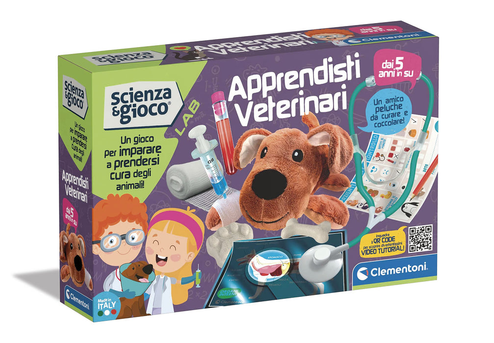 Clementoni Lab-Apprendisti kit esperimenti di scienza, gioco scientifico bambini 5 anni+, laboratorio veterinario, versione in italiano, Made in Italy, Multicolore, Medio, 19267