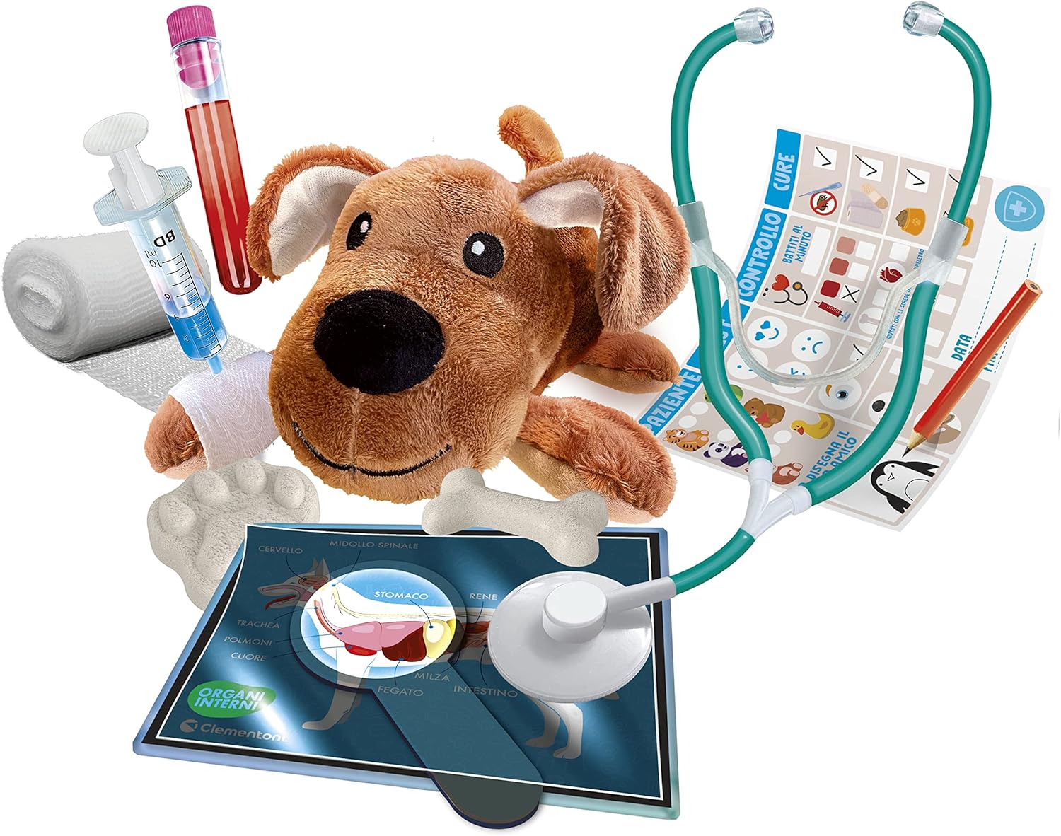 Clementoni Lab-Apprendisti kit esperimenti di scienza, gioco scientifico bambini 5 anni+, laboratorio veterinario, versione in italiano, Made in Italy, Multicolore, Medio, 19267