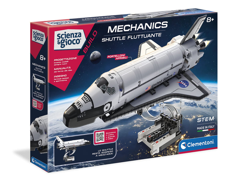 Clementoni - Science Build Floating Construction Set for Children, Mechanical Laboratory, Scientific Game 8 Years, Shuttle Model, Manual in Italian, Made in Italy, Multicoloured, Medium, 19270