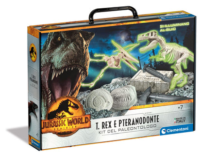Clementoni Jurassic World 3 Dominion-T-Rex and Pteranodonte-Dinosaurs, Fossil Kit for Digging and Assembly, Scientific Game 7 Years (Italian Version) -Made in Italy, Multicoloured, 19306