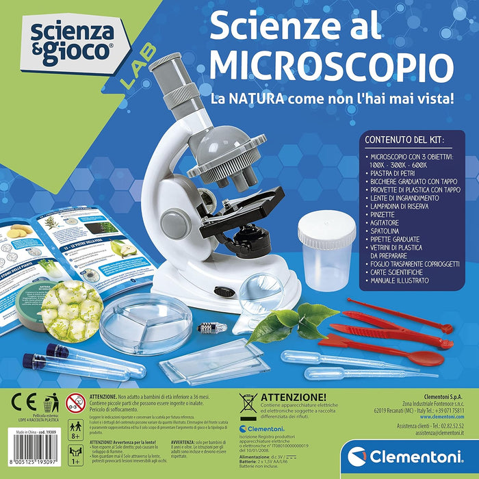 Clementoni - 19309 - Science and Game Lab - Science at the Microscope, Optical Microscope Laboratory with Over 50 Scientific Experiments for Children from 8 Years