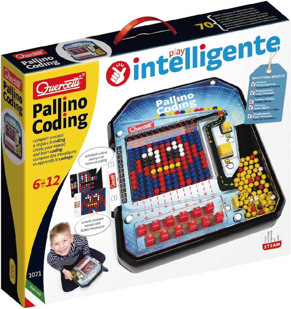 Quercetti Pallino Coding Toy - Create Mosaic Patterns and Learn Beginner Programming Skills, for Kids Ages 6-12 Years