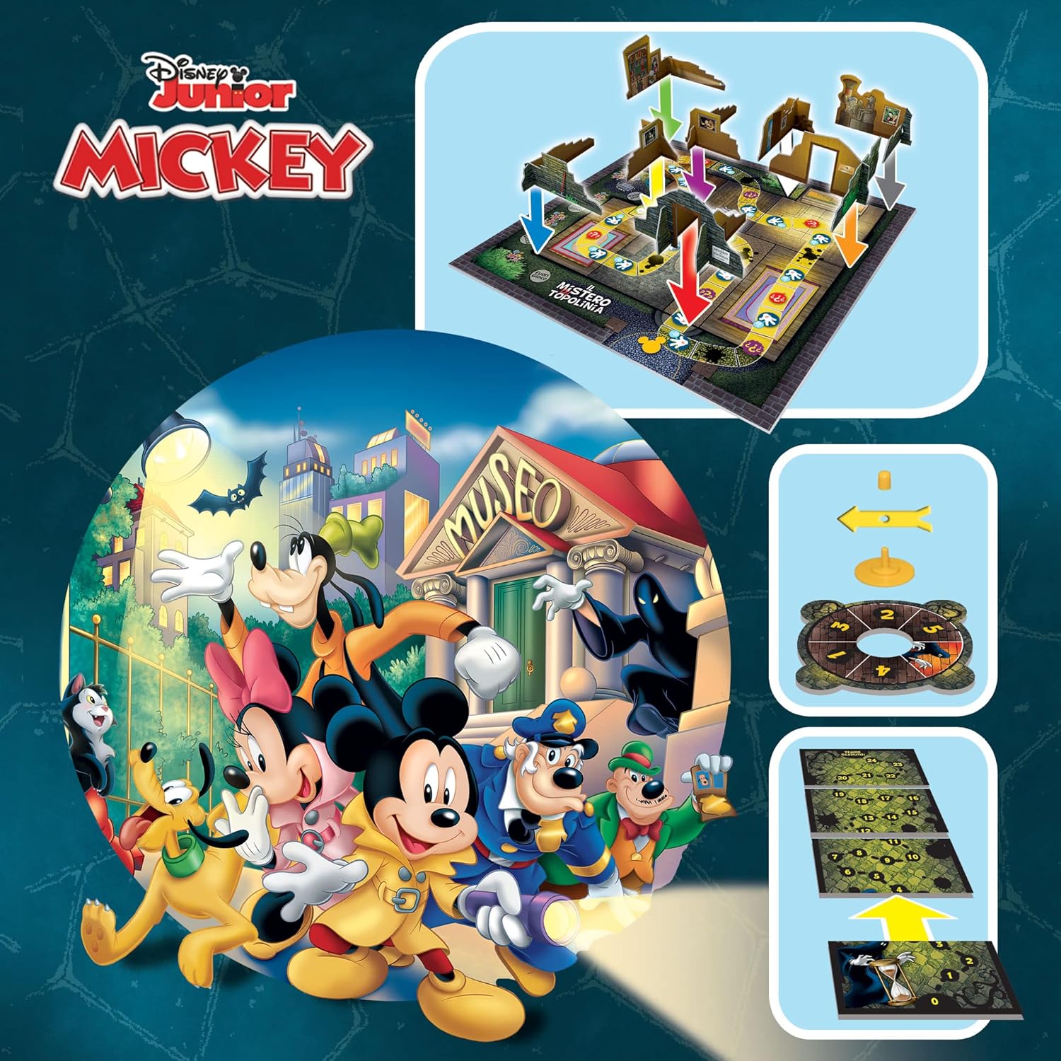Lisciani Giochi- Disney The Mystery of Mickey Mouse, Box Society, Plank Game, 3D Paper Structures, Multicolor, 97876