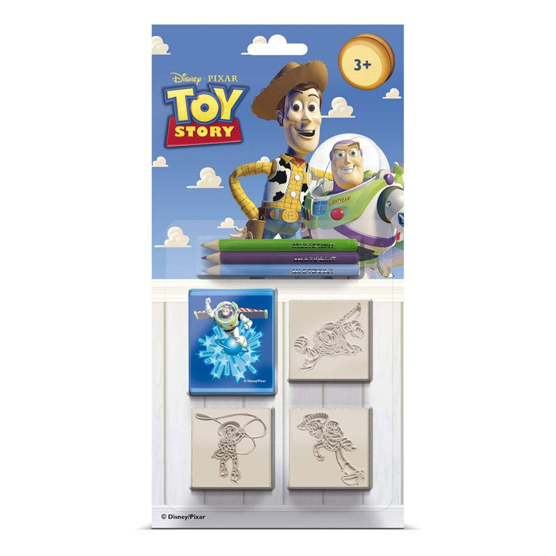 Multiprint Blister 3 Stamps for Kids Disney Toy Story 4, 100% Made in Italy, Personalized Stamps for Children, in Wood and Natural Rubber, Non-toxic Washable Ink, Gift Idea, art.03776