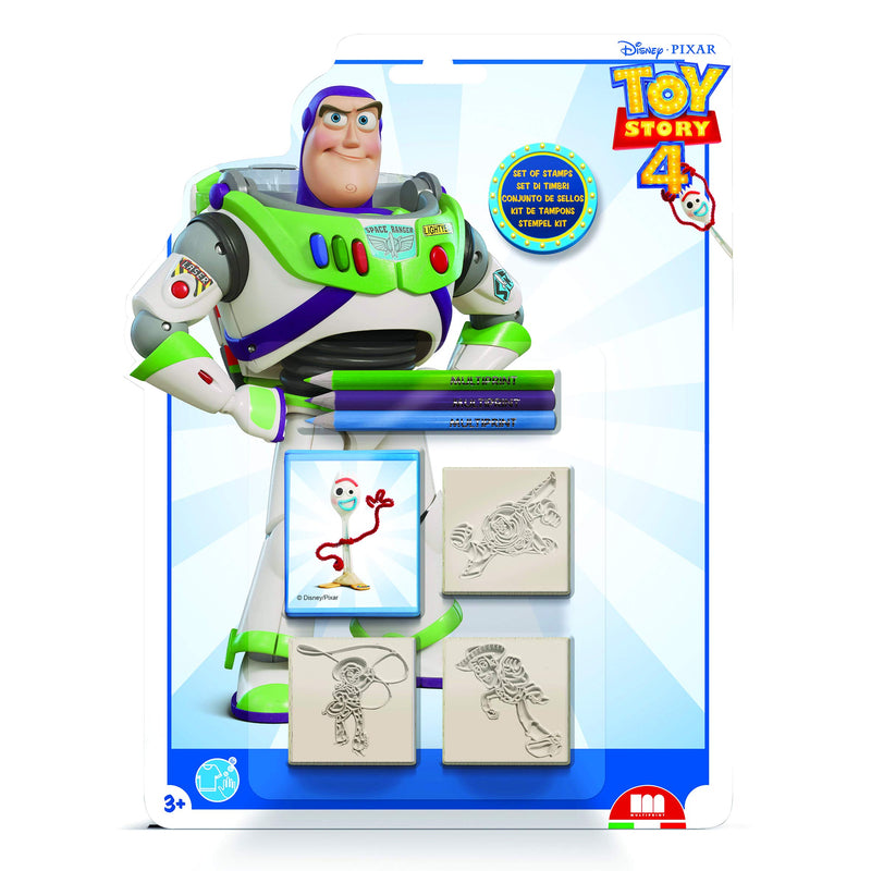 Multiprint Shaped Blister Stamps for Kids Disney Toy Story 4, 100% Made in Italy, Personalized Stamps for Children, in Wood and Natural Rubber, Non-toxic Washable Ink, Gift Idea, art.11776