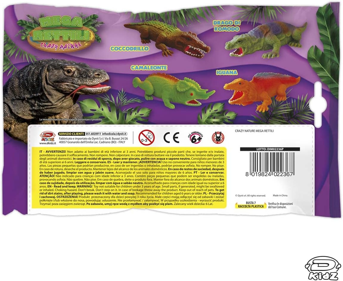 D-KIDZ DIM02236P Crazy Nature Mega Reptile, Assortment, Multi-Coloured