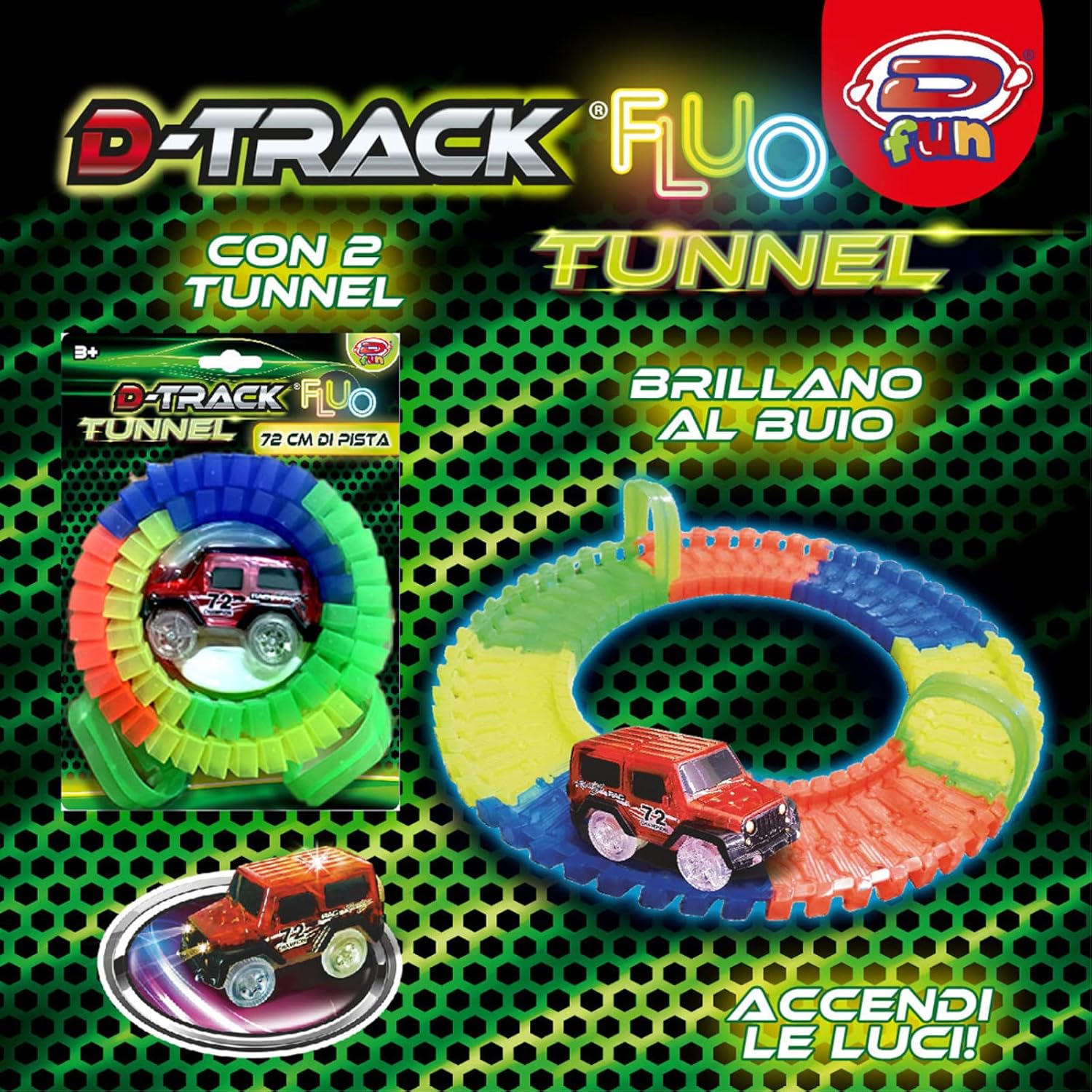 D-fun Dynit Kids D-Track Fluo Tunnel D-Kidz, Multicolor, 1