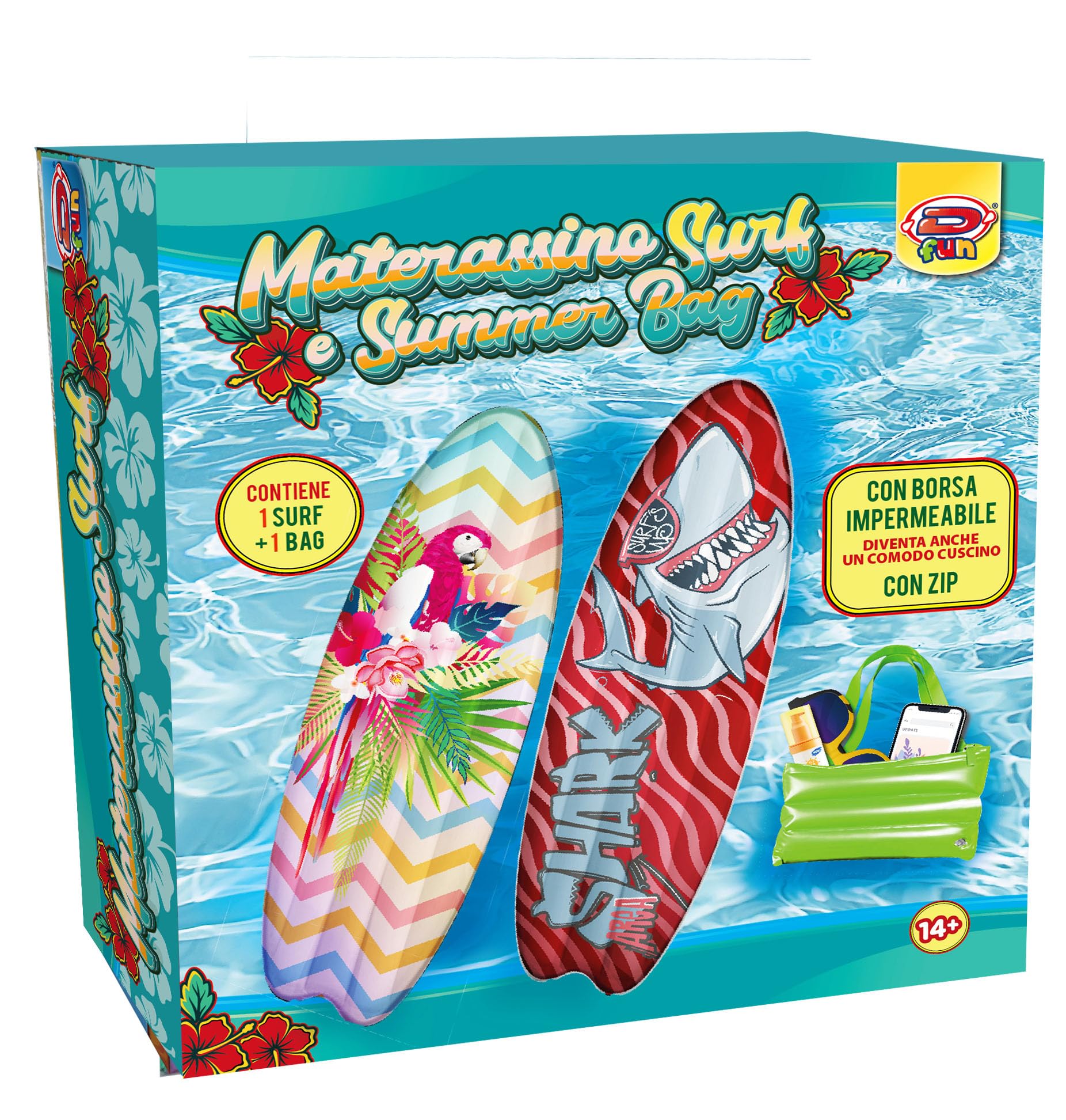 D-FUN- Materassino Surf con Borsa Summer Bag, DIP77055