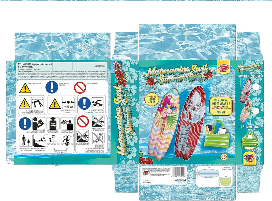 D-FUN- Materassino Surf con Borsa Summer Bag, DIP77055