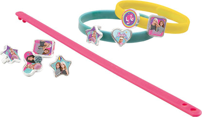 Joy Toy - Barbie 3 plastic bracelets with 18 charms for attaching in gift packaging - 15 x 2.5 x 20 cm