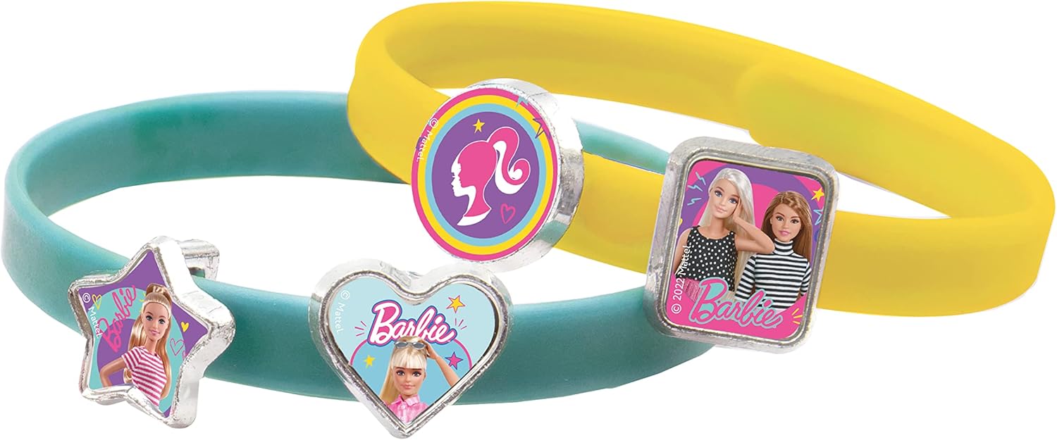 Joy Toy - Barbie 3 plastic bracelets with 18 charms for attaching in gift packaging - 15 x 2.5 x 20 cm