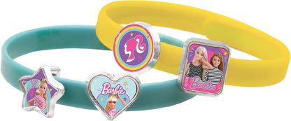 Joy Toy - Barbie 3 plastic bracelets with 18 charms for attaching in gift packaging - 15 x 2.5 x 20 cm