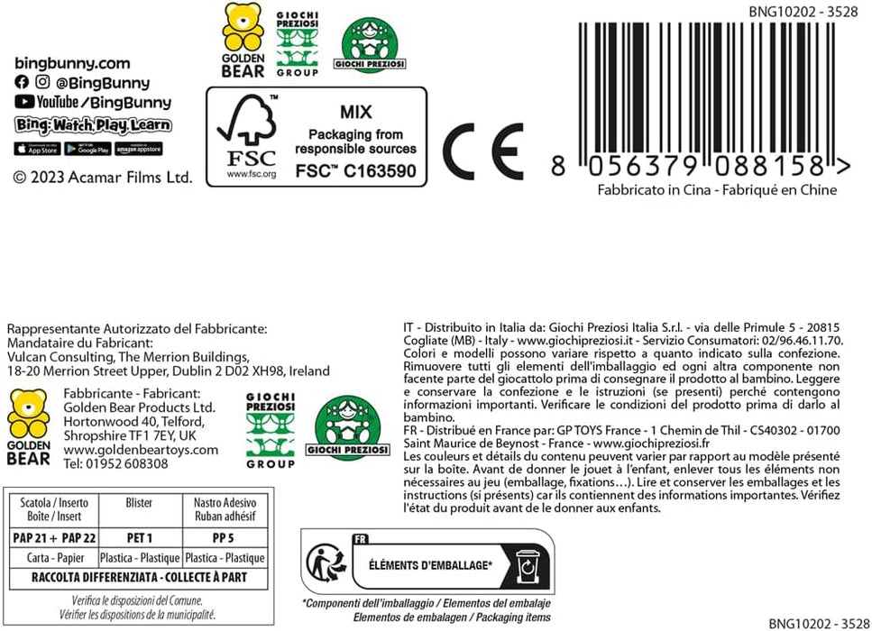 Bing - Pack de 6 figuritas, de los personajes principales de la serie, recomendado para niños de 1 año (Famosa BNG07001