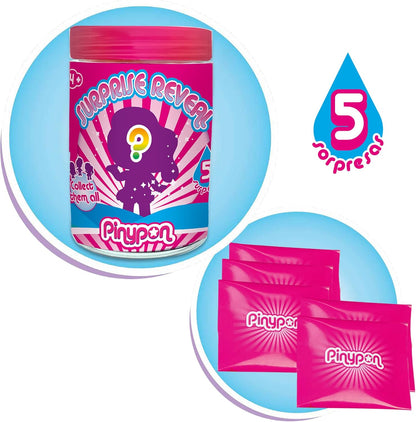Pinypon - Surprise Reveal 1, rosa Überraschungspuppe, mit 5 Zubehörteilen für die Minifigur und Überraschungskleidung, für Mädchen und Jungen ab 3 Jahren, Famosa (PNY28100