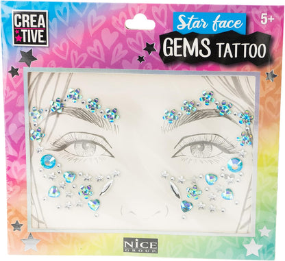 Creative-02605-Star Face Gems Tattoo Giocattolo, Vetro, Multicolore, Taglia Unica, 02605