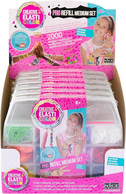 Elasticolor Pro Refill Set Medium, Box with Coloured Elastics to Build Bracelets and Necklaces