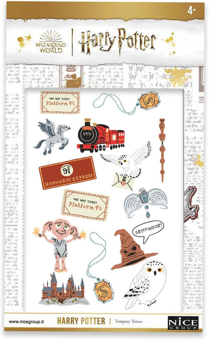 Nice Group Harry Potter – Temporary Tattoo – Tatuaggi Temporanei per Bambini, 2 Fogli con Immagini Colorate, Diamantiny, Multicolore, 21106