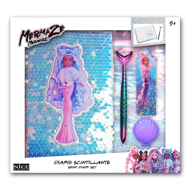 Nice Group Mermaid Mermaze Diary Set-Diary of Girls Mermaid with Pen, Bookmark and Shell Lip Gloss 27003