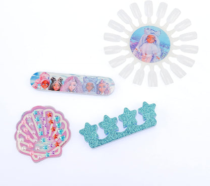 Nice Group - Mermaze Nail Art Set - Kit di Smalti per Unghie con gemme e stickers adesivi, separa dita e lima per bambini