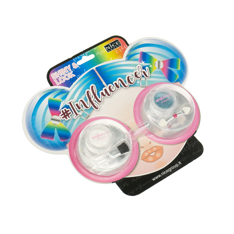 Nice Group 92011 Influencer Look, Kit with Shiny Eyeshadow and Glitter Powder for Face and Body for Kids, multicolour, Taglia Unica