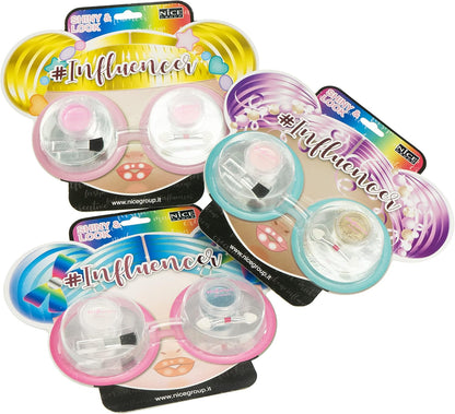 Nice Group 92011 Influencer Look, Kit with Shiny Eyeshadow and Glitter Powder for Face and Body for Kids, multicolour, Taglia Unica