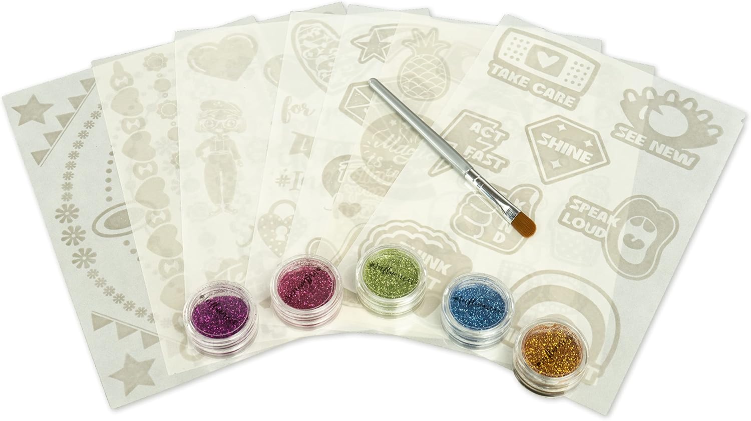Nice Group Influencer Set Glitter Tattoo Set mit Tattoos und Glitzerpulver für Kinder, mehrfarbig, Unica (92021