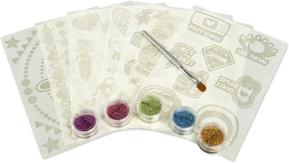 Nice Group Influencer Set Glitter Tattoo Set mit Tattoos und Glitzerpulver für Kinder, mehrfarbig, Unica (92021