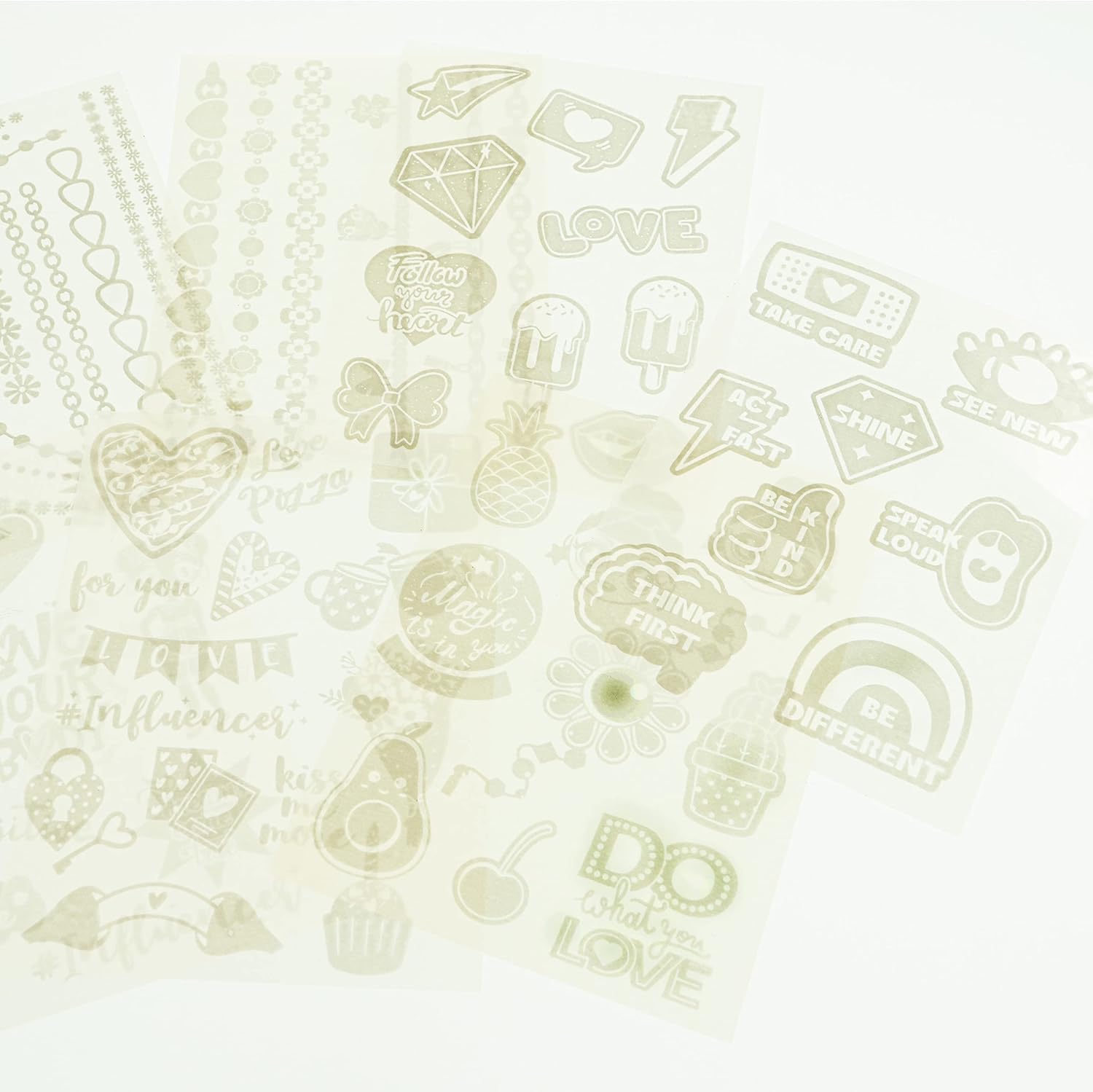 Nice Group Influencer Set Glitter Tattoo Set mit Tattoos und Glitzerpulver für Kinder, mehrfarbig, Unica (92021