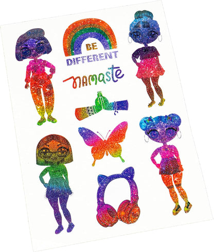 Nice Group Influencer Set Glitter Tattoo Set mit Tattoos und Glitzerpulver für Kinder, mehrfarbig, Unica (92021